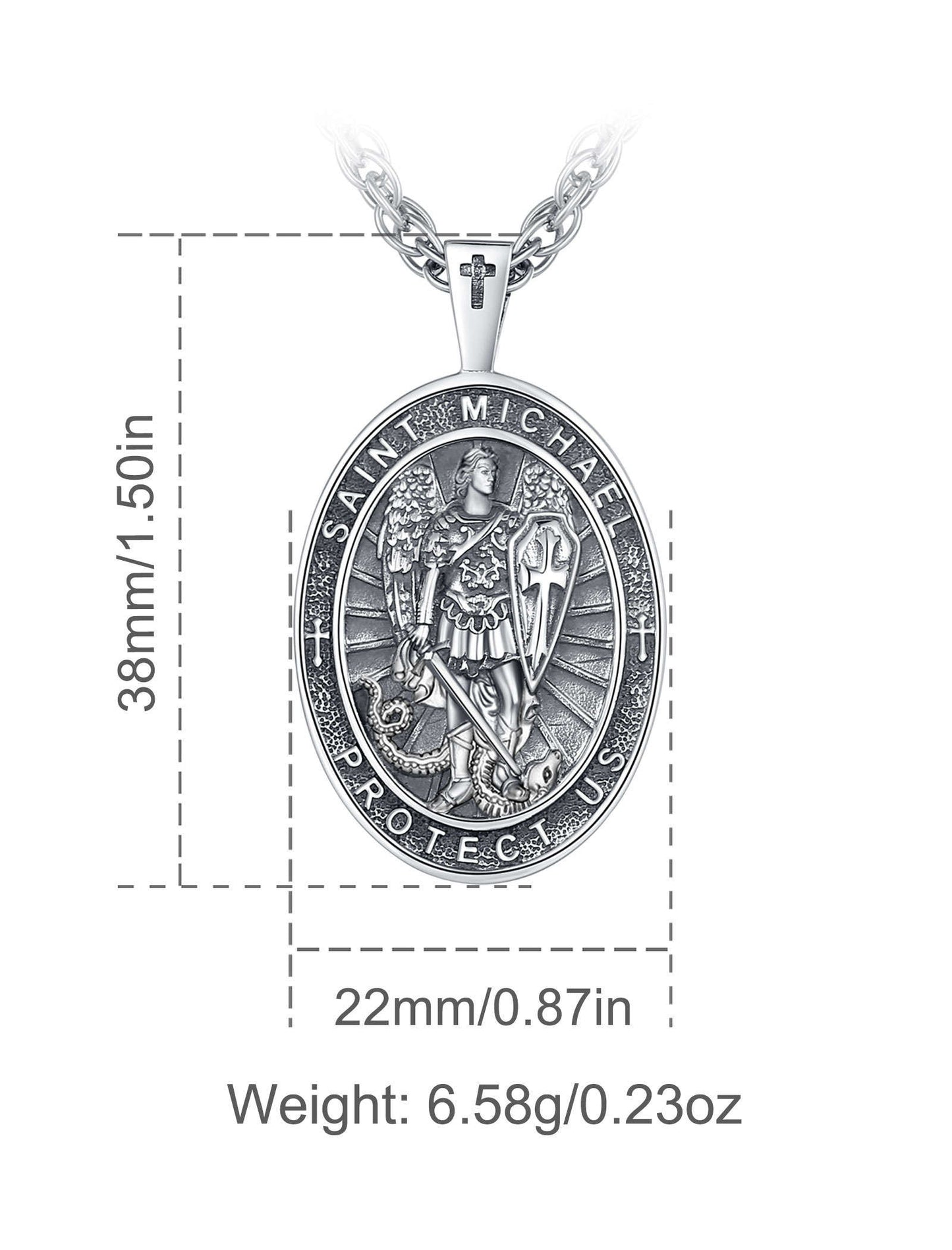 Archangel Michael "Protect Us" Silver Necklace
