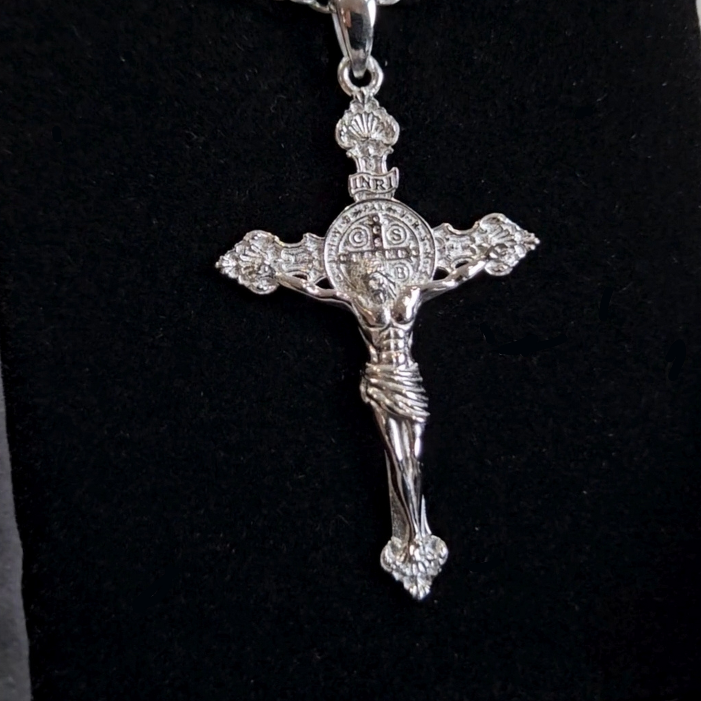 Crucifix - Jesus on a cross necklace - Rhodium Plated Version