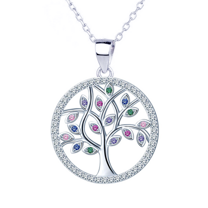 Stunning Silver S925 Colourful Tree Necklace