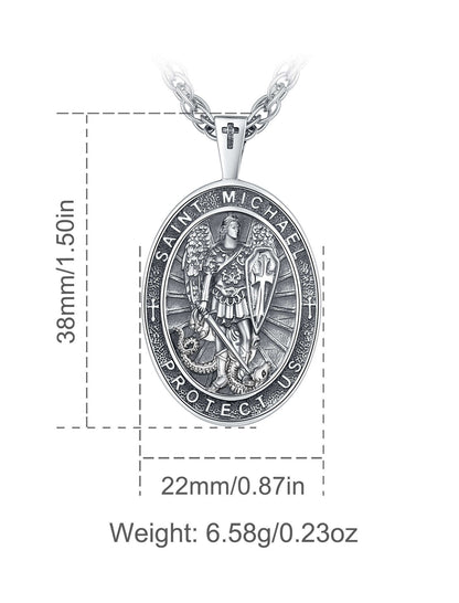 Archangel Michael "Protect Us" Silver Necklace