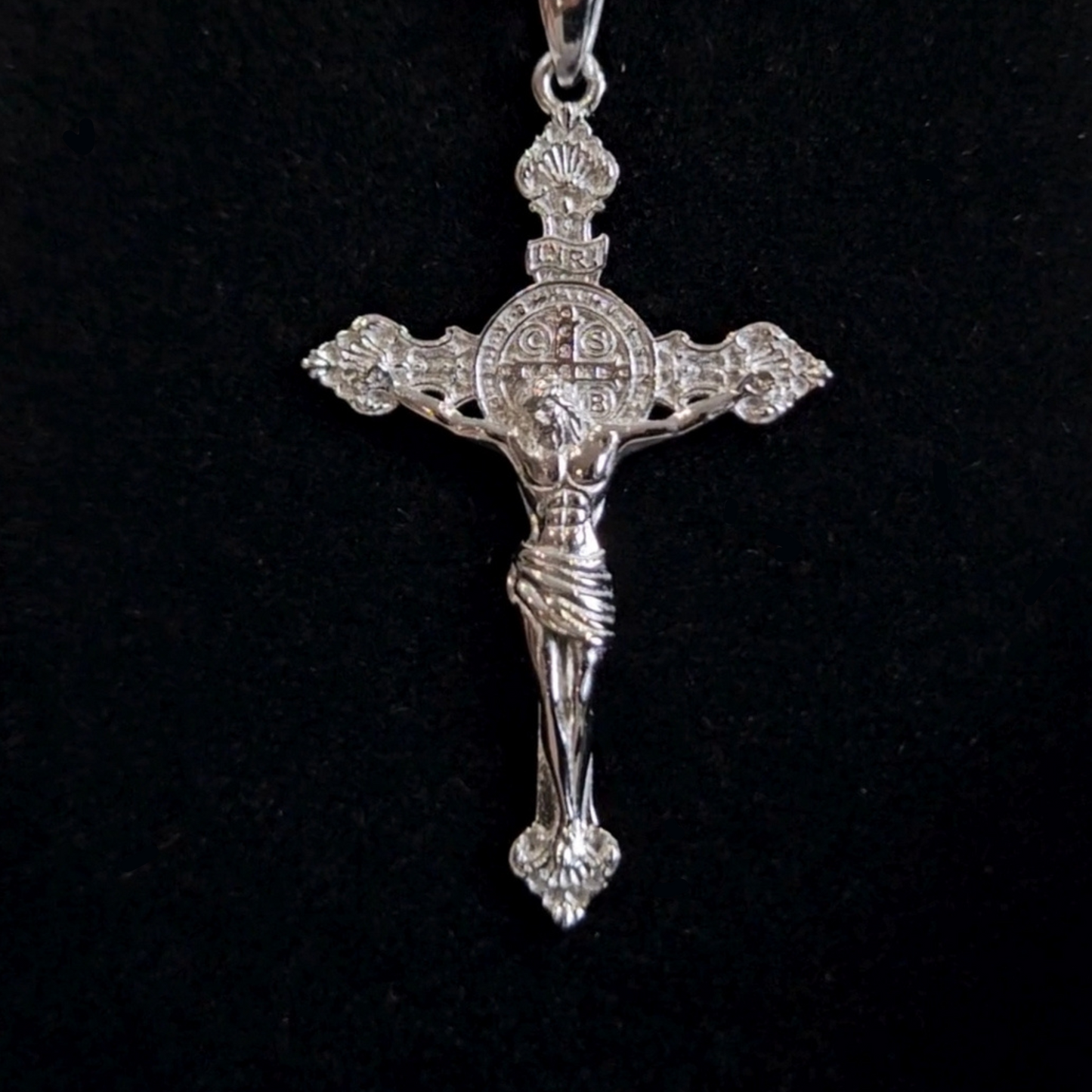 Crucifix - Jesus on a cross necklace - Rhodium Plated Version