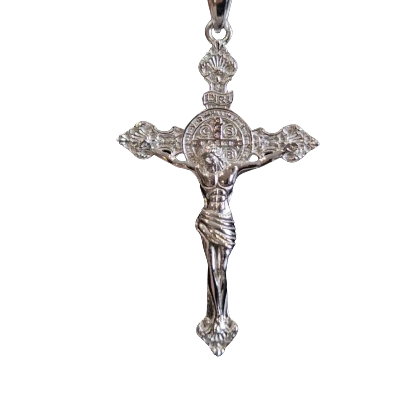 Crucifix - Jesus on a cross necklace - Rhodium Plated Version