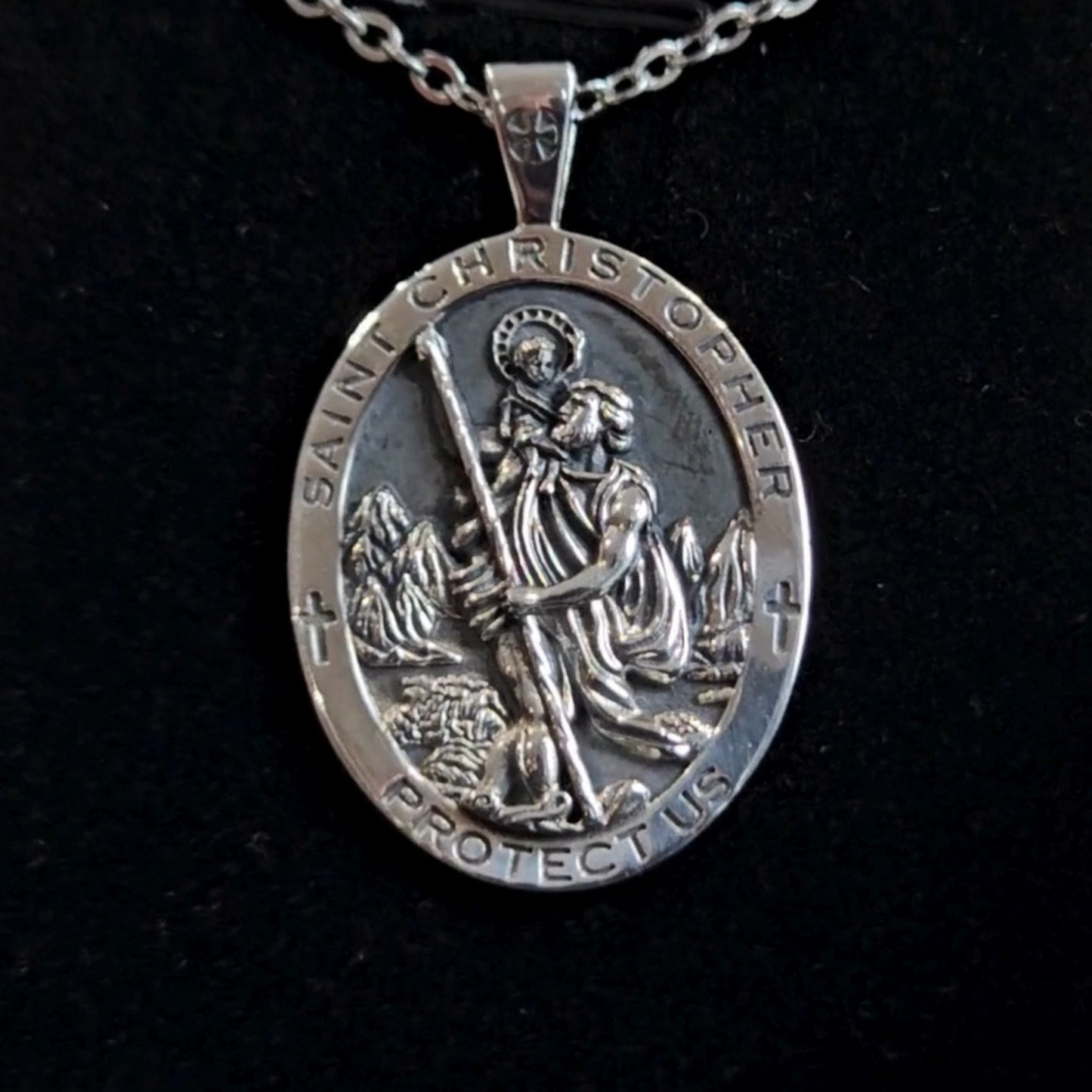 Sterling Silver Saint Christopher Necklace | Patron of Travelers | Unisex Religious Pendant