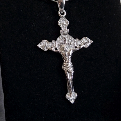 Crucifix - Jesus on a cross necklace - Rhodium Plated Version