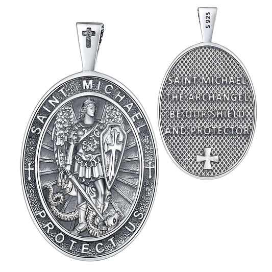 Archangel Michael "Protect Us" Silver Necklace