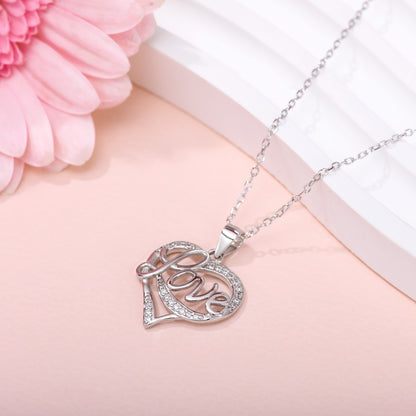 Heart Necklace with the word "Love" written