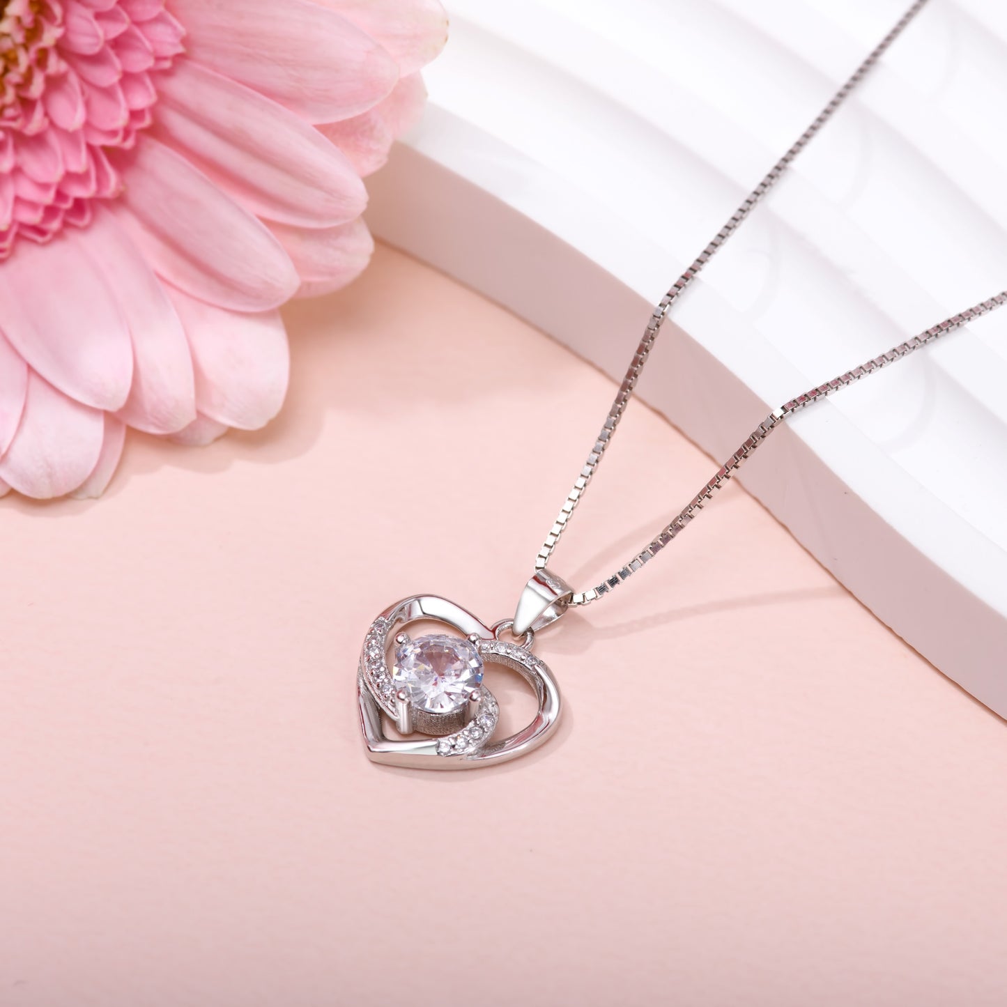 Spiral Heart Silver Necklace