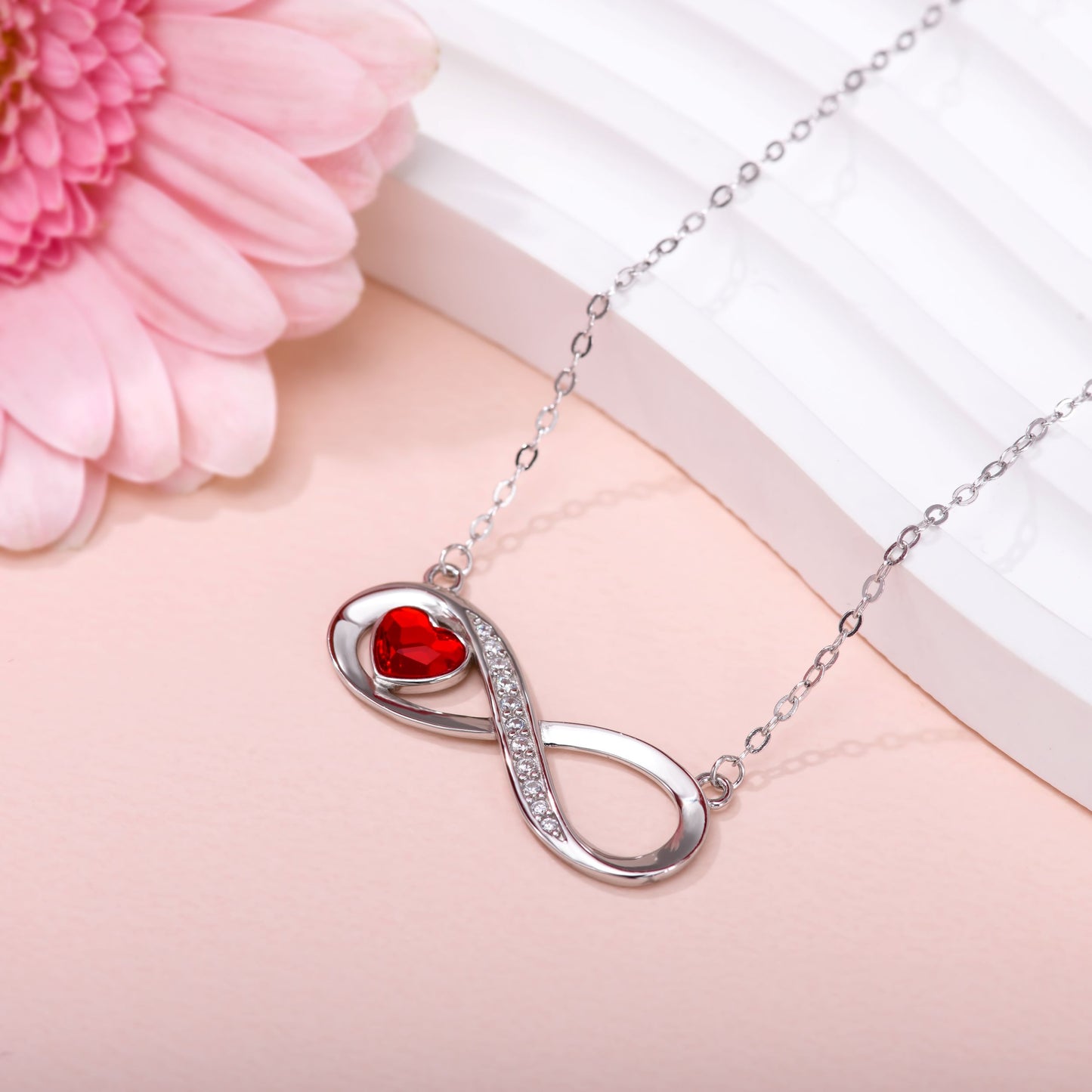 Infinity Heart Red Necklace