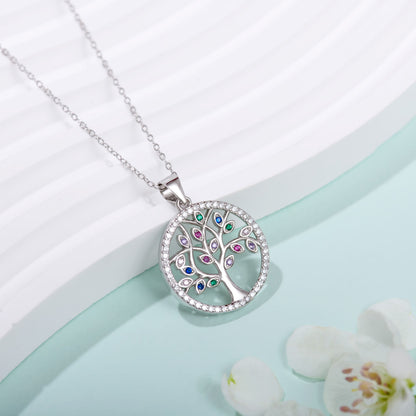 Stunning Silver S925 Colourful Tree Necklace