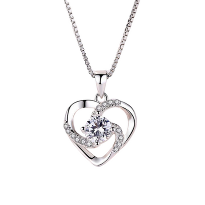 Spiral Heart Silver Necklace