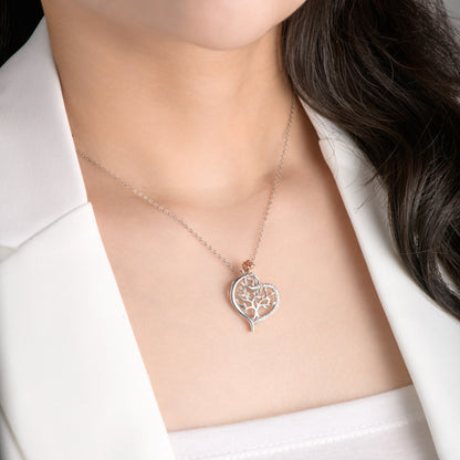 Silver S925 Heart Tree of Life Necklace With a stunning Rose Gift for Mother Girlfriend Wife Daughter