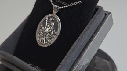 Sterling Silver Saint Christopher Necklace | Patron of Travelers | Unisex Religious Pendant