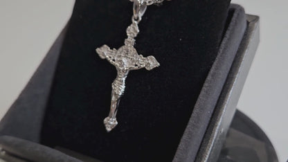 Crucifix - Jesus on a cross necklace - Rhodium Plated Version