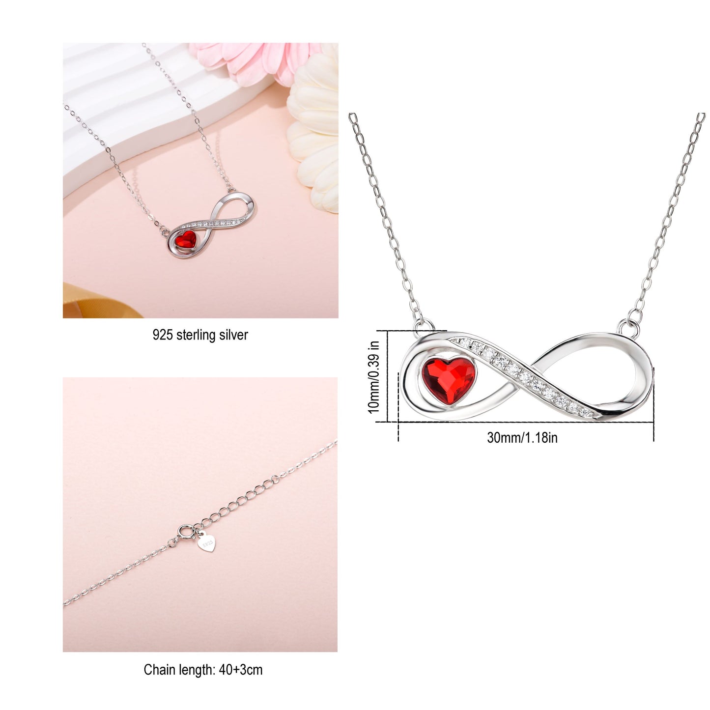 Infinity Heart Red Necklace