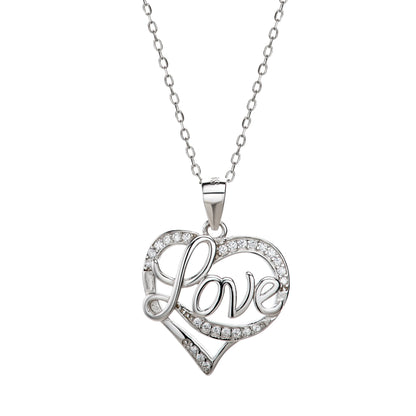 Heart Necklace with the word "Love" written