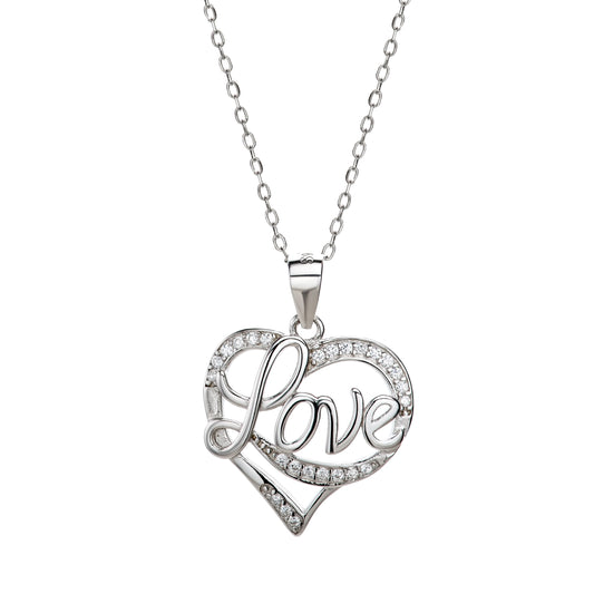 Heart Necklace with the word "Love" written